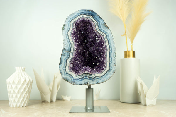 World-Class Amethyst Geode with White and Blue Lace Agate