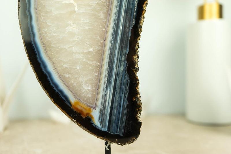 Natural Blue Lace Agate Slice with Horizontal Water Line Bandings