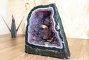 Pair of Small Banded Agate and Purple Galaxy Amethyst Cathedral Geodes collective