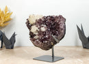 Amethyst Cluster with Flower Crystal Calcite on Metal Stand collective