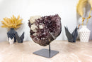 Amethyst Cluster with Flower Crystal Calcite on Metal Stand collective