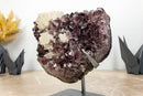 Amethyst Cluster with Flower Crystal Calcite on Metal Stand collective