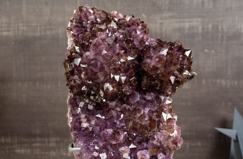 Rare Large Amethyst Flower Cluster with Golden Goethite - E2D Crystals & Minerals