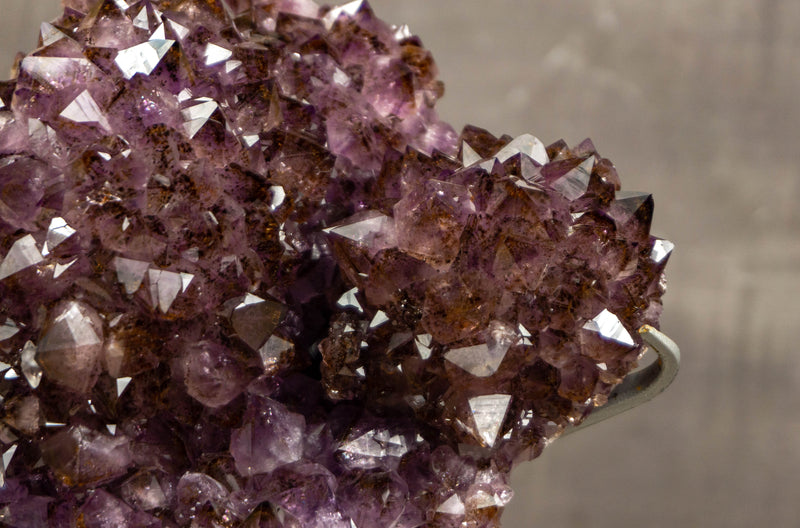 Rare Large Amethyst Flower Cluster with Golden Goethite - E2D Crystals & Minerals