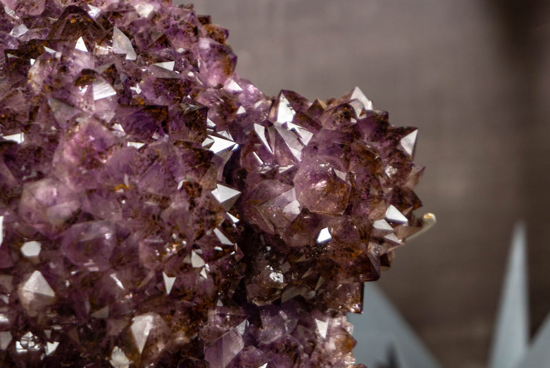 Rare Large Amethyst Flower Cluster with Golden Goethite - E2D Crystals & Minerals