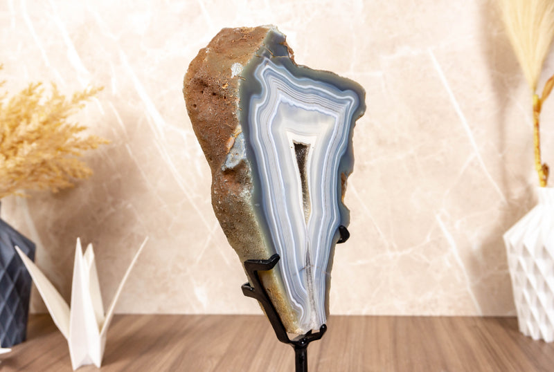 Lace Agate with Druzy Geode, Double Side Agate Slice collective