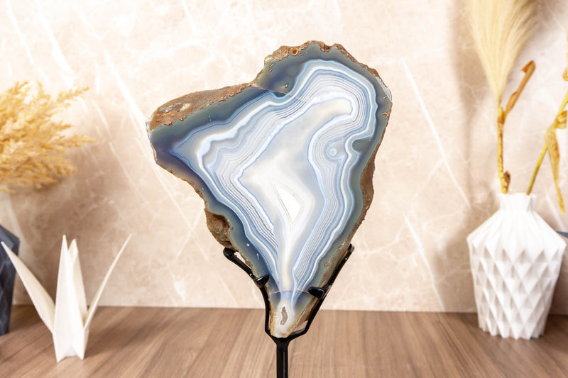 Lace Agate with Druzy Geode, Double Side Agate Slice collective