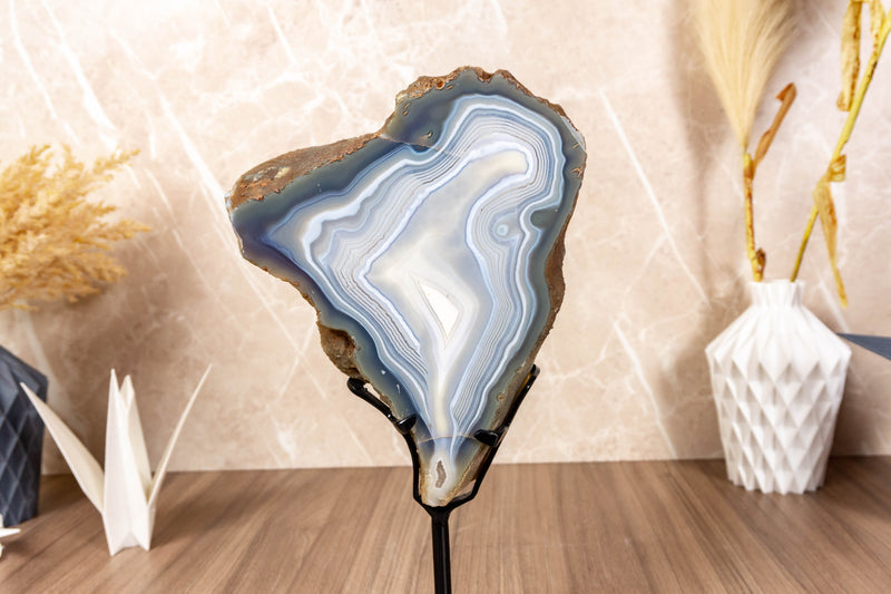 Lace Agate with Druzy Geode, Double Side Agate Slice collective