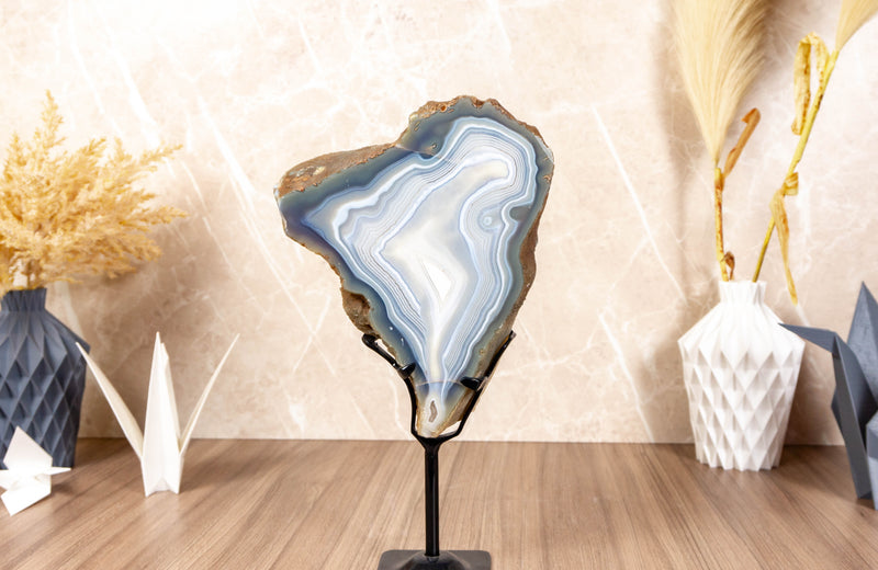 Lace Agate with Druzy Geode, Double Side Agate Slice collective