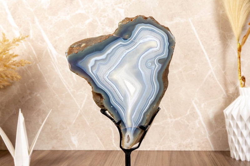 Lace Agate with Druzy Geode, Double Side Agate Slice collective
