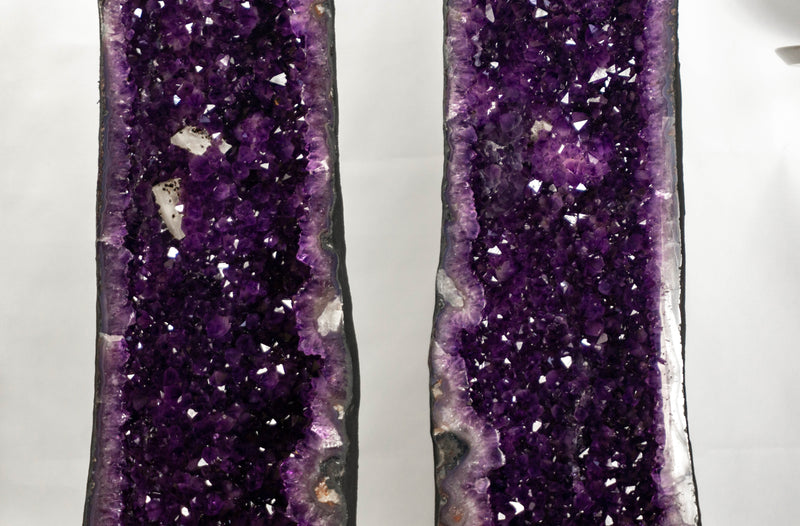 Pair of Tall Amethyst Cathedral Geodes of AAA Deep Purple Amethyst - E2D Crystals & Minerals