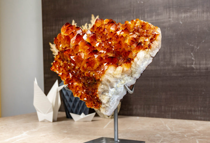 Citrine Cluster Flower with Large Orange Citrine Druzy collective