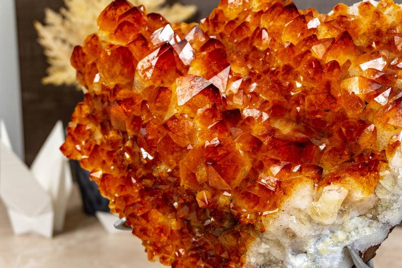 Citrine Cluster Flower with Large Orange Citrine Druzy collective