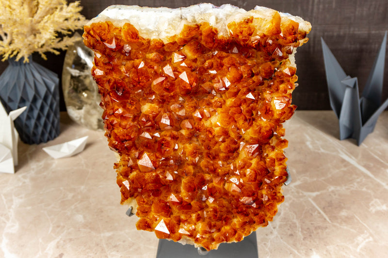 Natural Dark Orange Citrine Cluster AAA Citrine Crystal Druzy collective