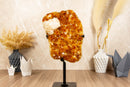 Large Orange Citrine Geode Cluster with Calcite collective