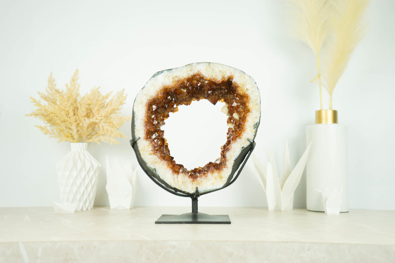 Wunderschöne AAA Citrin Geode mit tief orange Citrin Druzy