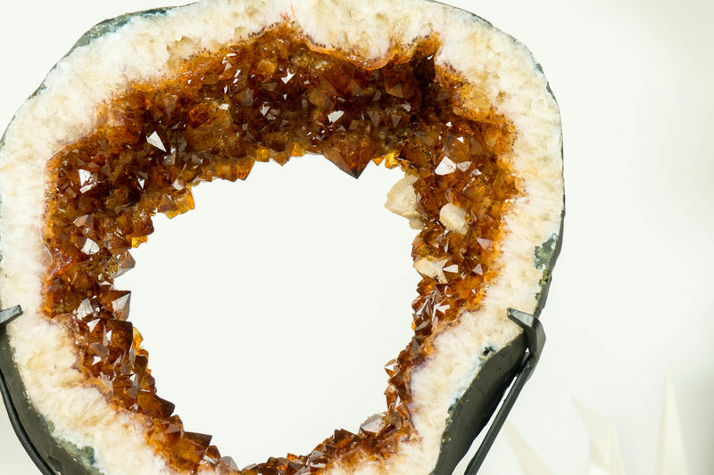 Wunderschöne AAA Citrin Geode mit tief orange Citrin Druzy