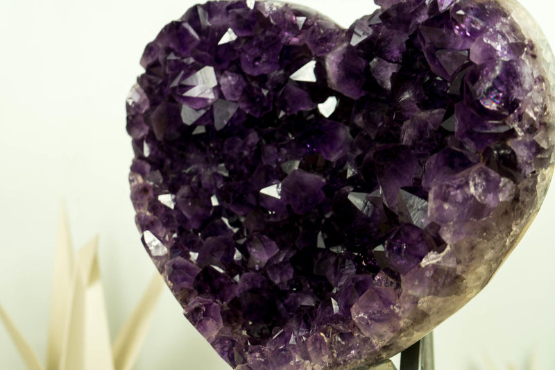 Large AAA Amethyst Heart with Deep Purple Amethyst Druzy