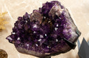 Amethyst Cluster with Calcite and Golden Goethite, Aaa Dark Amethyst collective