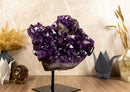Amethyst Cluster with Calcite and Golden Goethite, Aaa Dark Amethyst collective