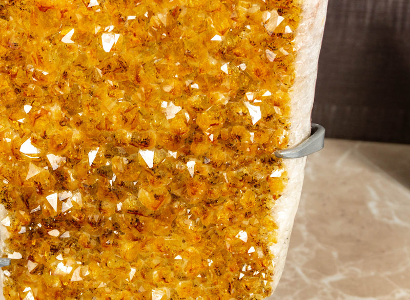 Large Yellow Citrine with Goethite Cluster on Stand collective
