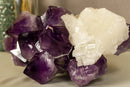 Large Amethyst & Calcite Cluster, Aaa Quality Natural Extra Deep Purple Color collective