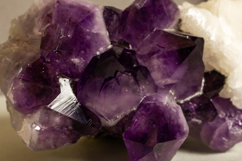 Large Amethyst & Calcite Cluster, Aaa Quality Natural Extra Deep Purple Color collective