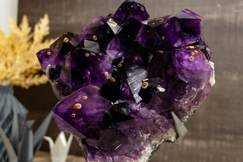 Rare Deep Purple Amethyst Cluster with Cristobalite - E2D Crystals & Minerals