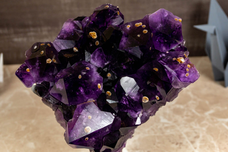 Rare Deep Purple Amethyst Cluster with Cristobalite - E2D Crystals & Minerals