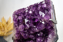 Large and Deep Purple Amethyst Cluster with Golden Goethite collective