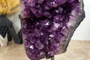 Large and Deep Purple Amethyst Cluster with Golden Goethite collective