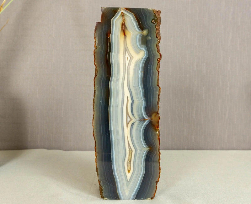 Natural Blue and White Banded Agate Geode from Brazil - E2D Crystals & Minerals