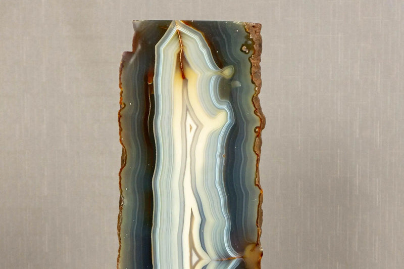 Natural Blue and White Banded Agate Geode from Brazil - E2D Crystals & Minerals