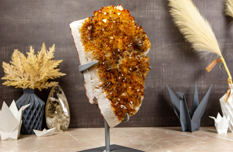 Large Citrine Crystal Flower Rosette on Stand collective