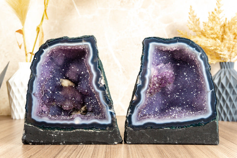 Small Banded Agate with Purple Galaxy Amethyst Geode collective
