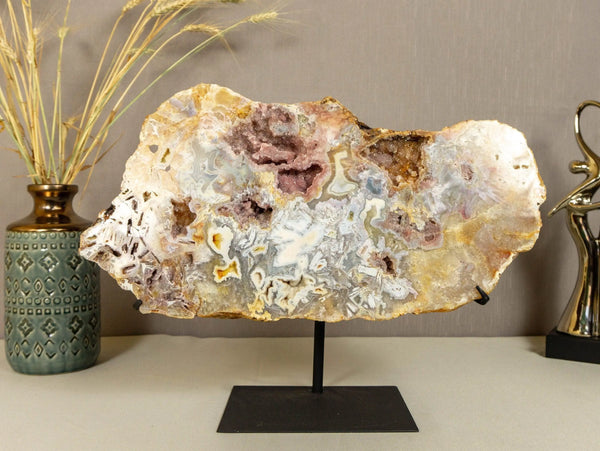 Pink Amethyst Slab on Stand of Aaa World Class Quality collective