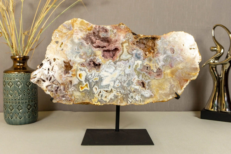 Pink Amethyst Slab on Stand of Aaa World Class Quality collective