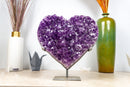 Large Deep Purple Amethyst Heart with Flower Rosette