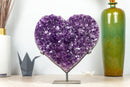 Large Deep Purple Amethyst Heart with Flower Rosette