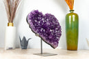 Large Deep Purple Amethyst Heart with Flower Rosette