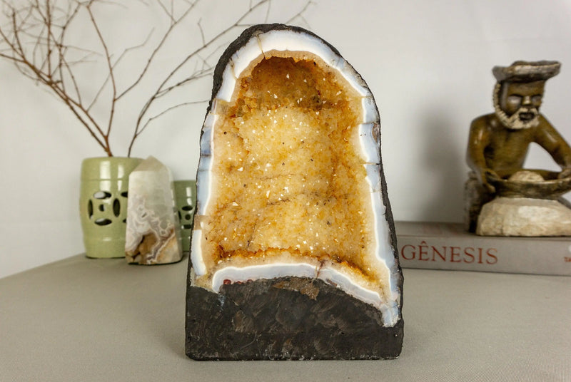 Small Deep Yellow Citrine Crystal Geode - E2D Crystals & Minerals