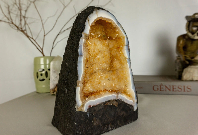 Small Deep Yellow Citrine Crystal Geode - E2D Crystals & Minerals