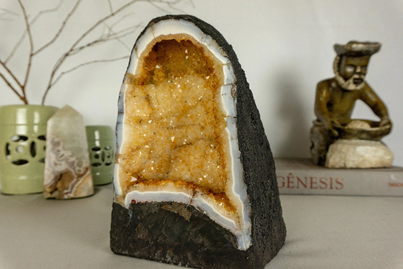 Small Deep Yellow Citrine Crystal Geode - E2D Crystals & Minerals