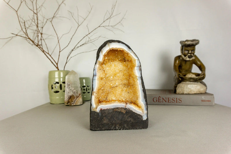 Small Deep Yellow Citrine Crystal Geode - E2D Crystals & Minerals