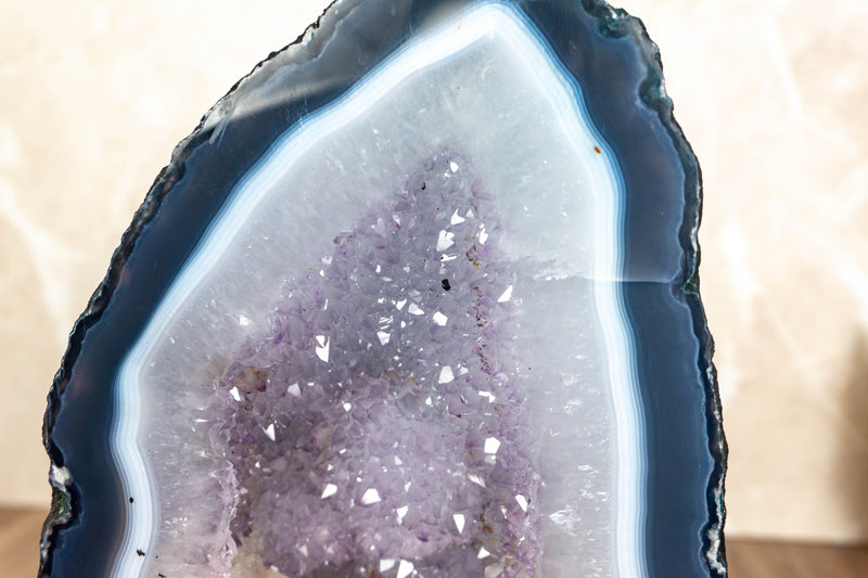 Small Banded Agate Cathedral Cave with Amethyst Druzy collective