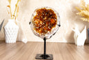 Small Dark Orange Citrine Geode Cave on Stand collective