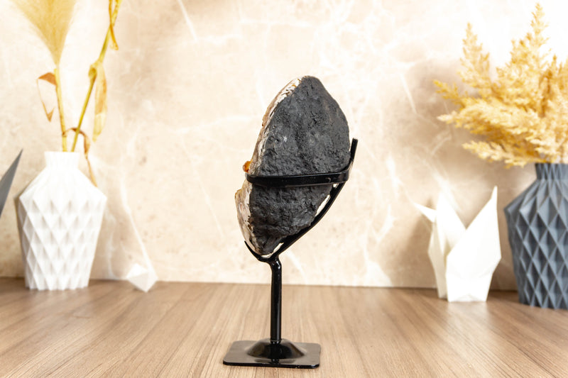 Small Dark Orange Citrine Geode Cave on Stand collective