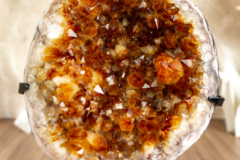Small Dark Orange Citrine Geode Cave on Stand collective