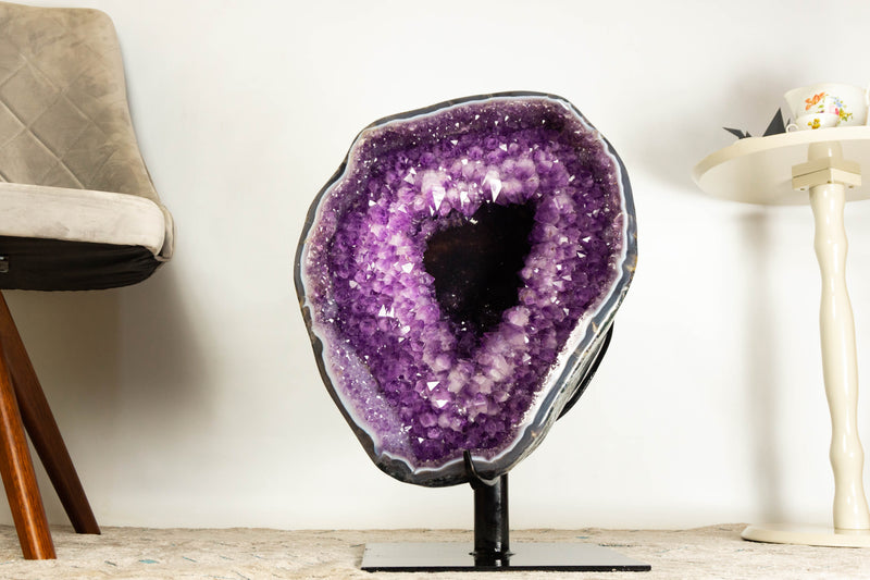 Gallery Grade X-Large Amethyst Geode Cave with Rare Druzy Clusters - E2D Crystals & Minerals