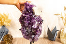 Rare Amethyst Cluster with Galaxy Druzy Sugar Coat, Calcite and Golden Goethite collective